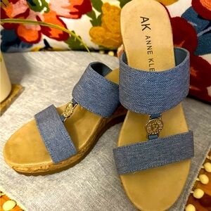 Anne Klein Denim Sandal Wedges
